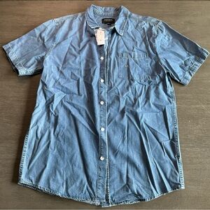 NWT Pacsun Button Down Shirt Denim Blue Large Mens